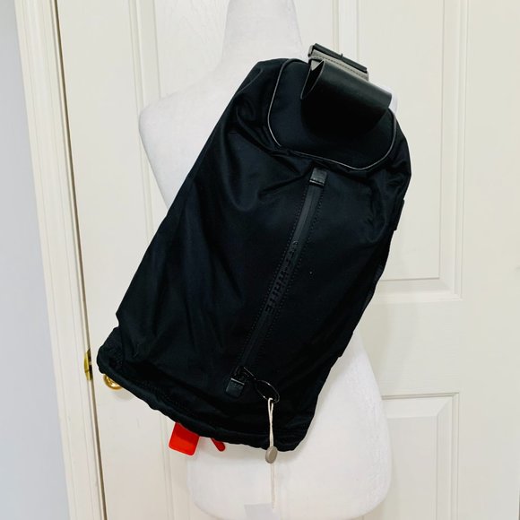 AUTH OFF-WHITE LEATHER TRIMMED LOGO PRINT SHELL BACKPACK W DUST BAG ITALY - Picture 5 of 11